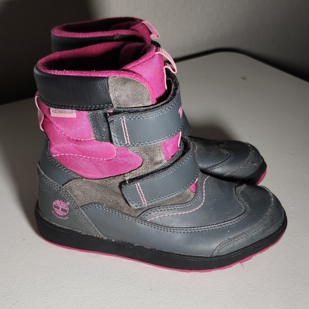 Timberland thermolite kids girls snow boots waterproof size 3 girls pink gray